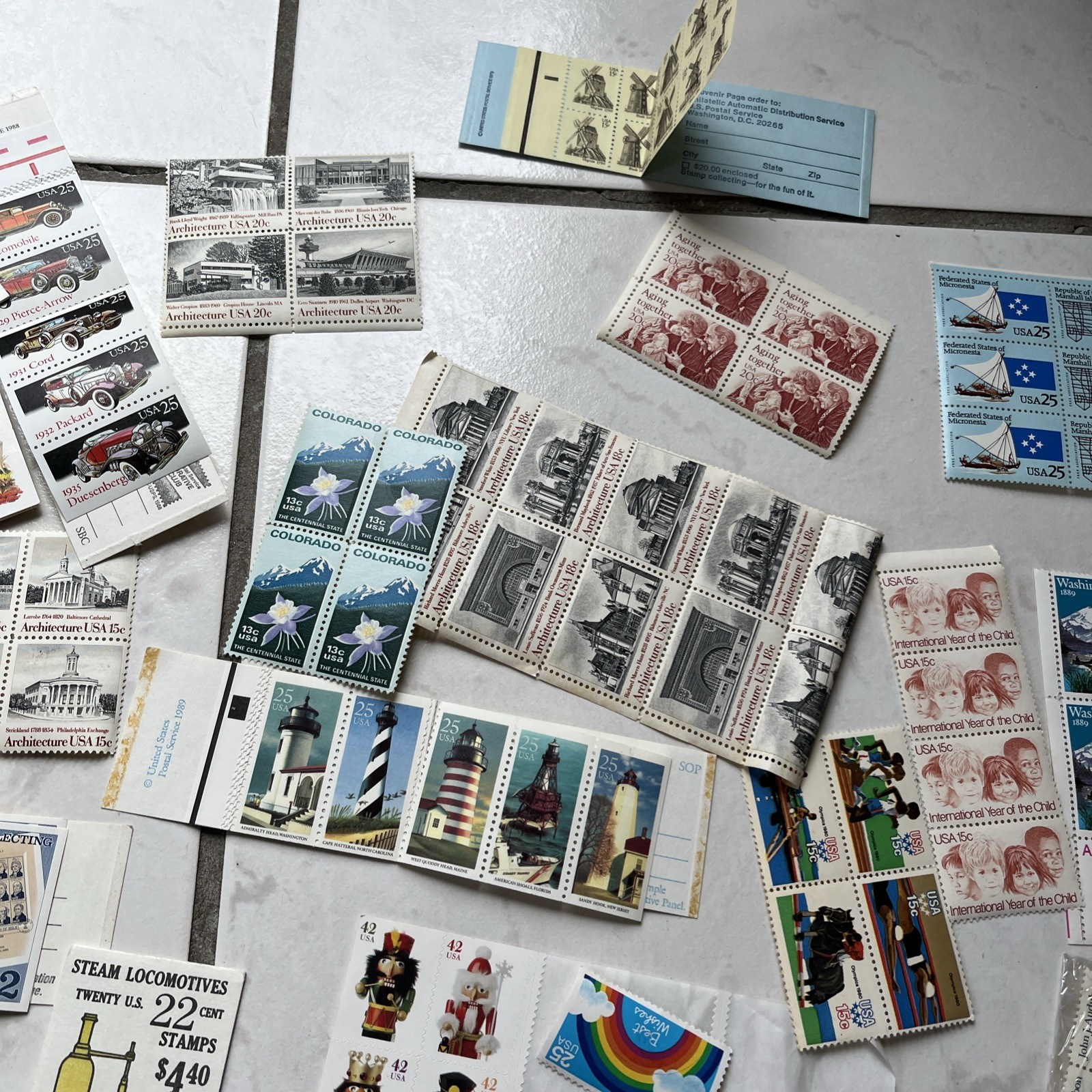 Unused Multiples & Strips & Singles of 13c, 32c, US Postage Stamps USA