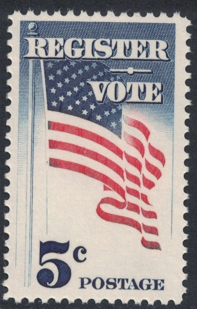 USA 1964 – REGISTER and VOTE – 5 Cents U.S. Issue – MNH Stamp 😎 Scott #1249