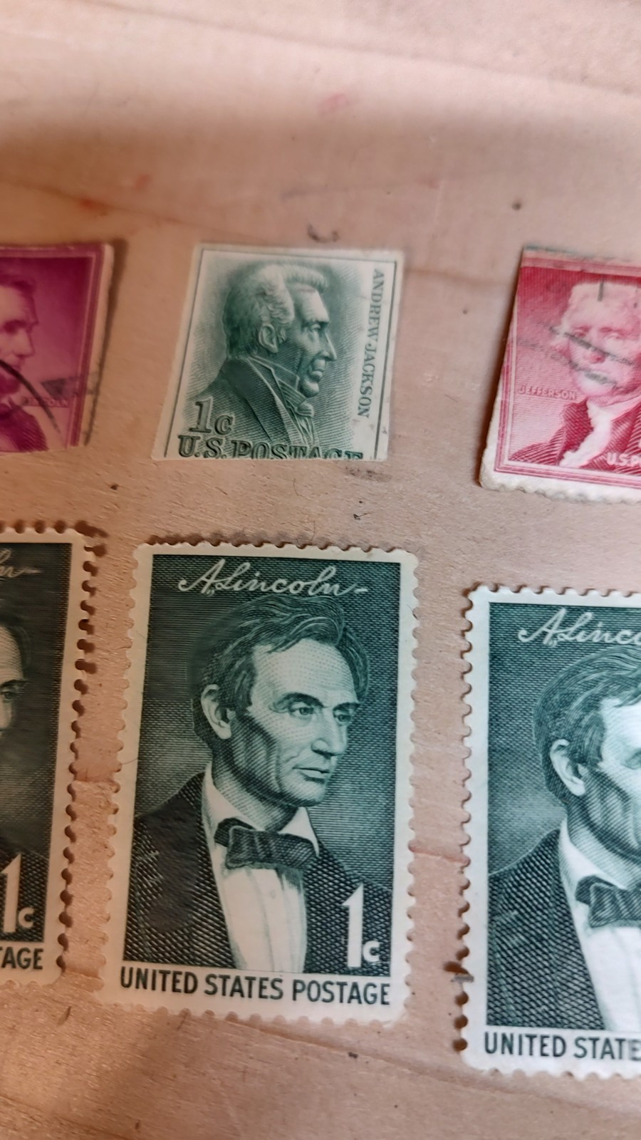 Stamp Lot Lincoln 1 Cent 4 Cent Jackson 1 Cent Jefferson 2 Cent Roosevelt 6 C