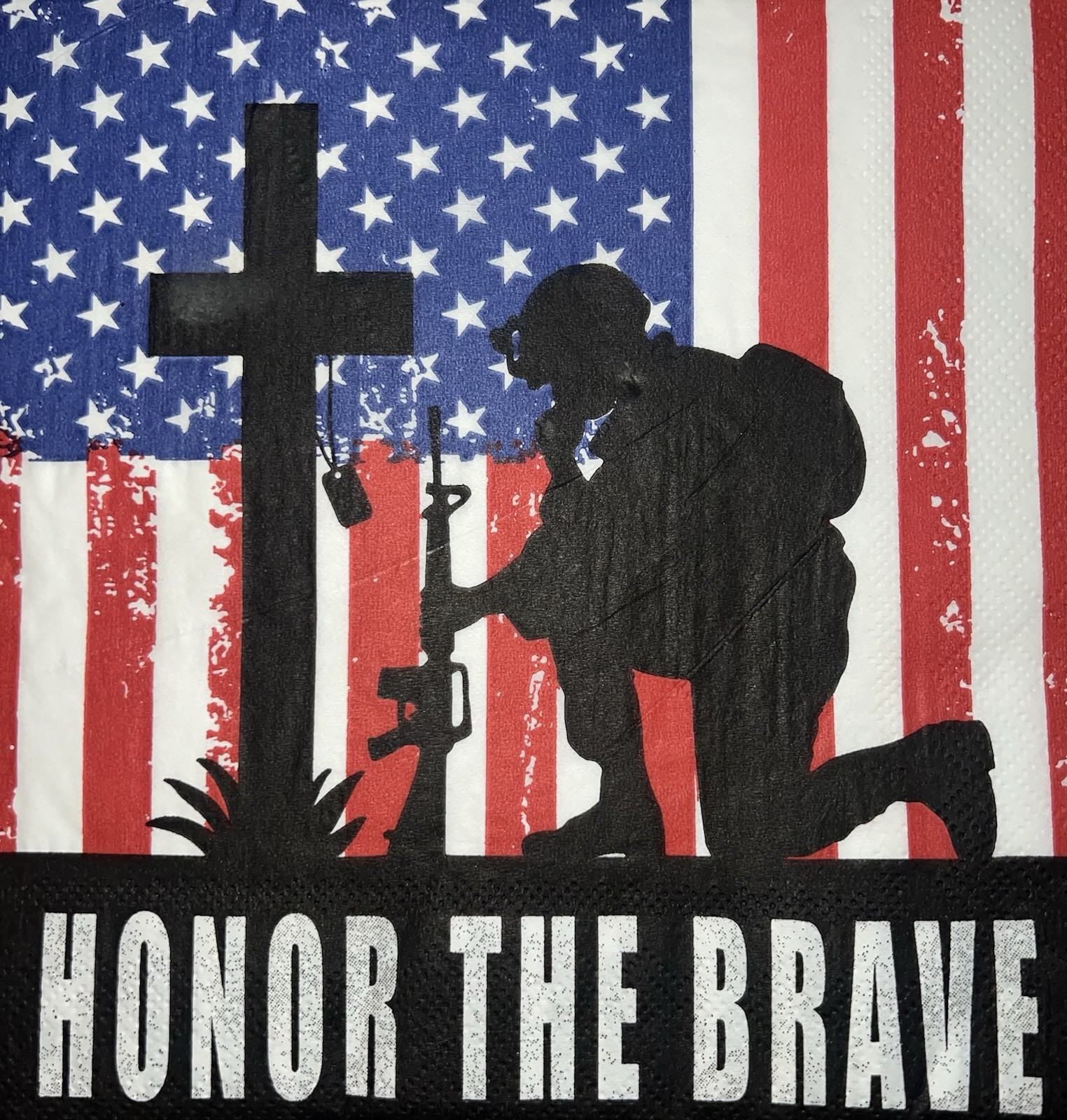 Three Paper Luncheon Decoupage Napkins Honor The Brave Soldiers/cross/Faith 4th