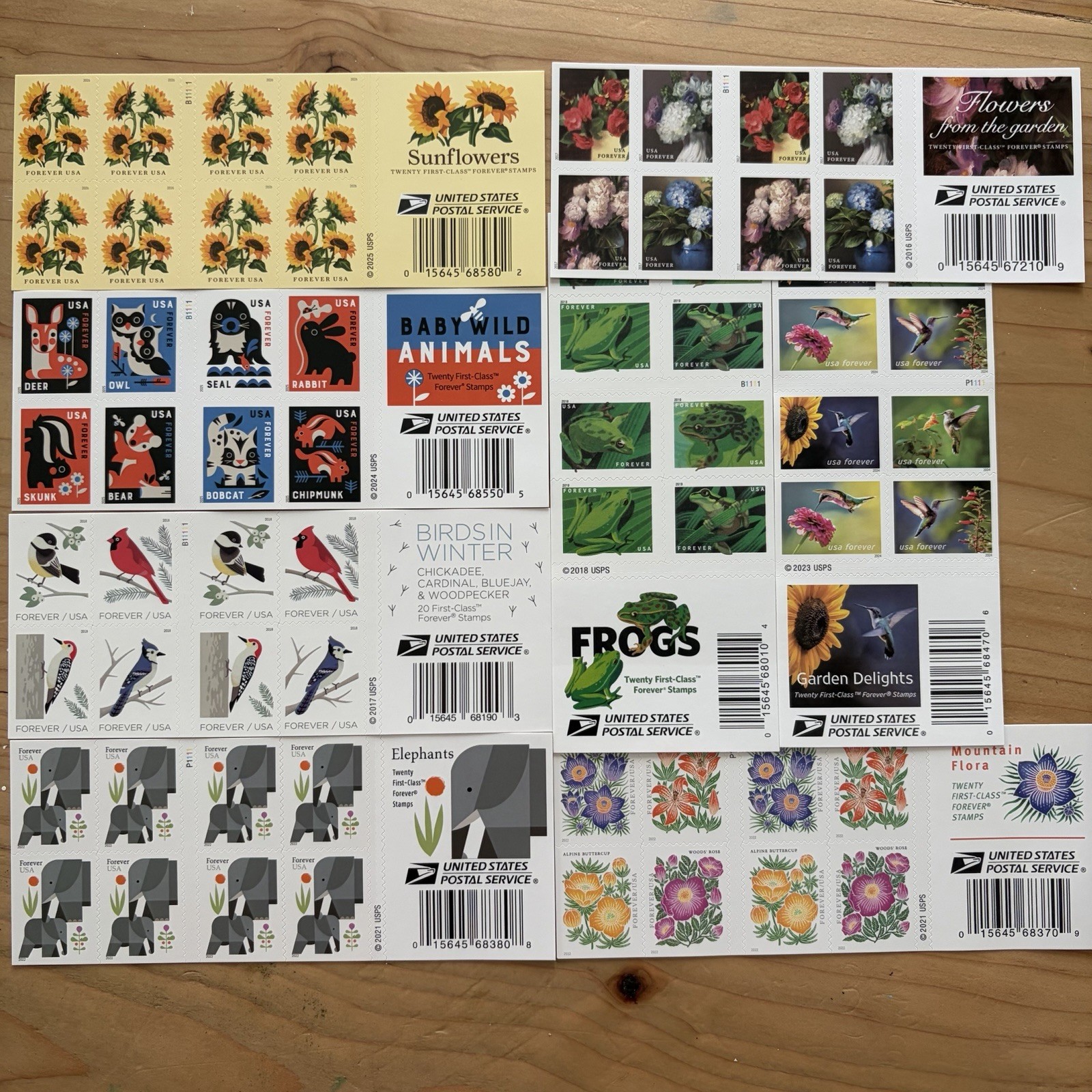 FOREVER STAMPS USPS 8 Books Sheets CHRISTMAS CARD Flowers Animals Frogs