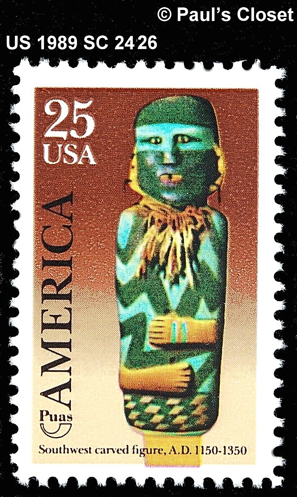 US 1989 PRE-COLUMBIAN SC 2426 25¢ MINT NEVER HINGED ORIGINAL GUM VERY FINE