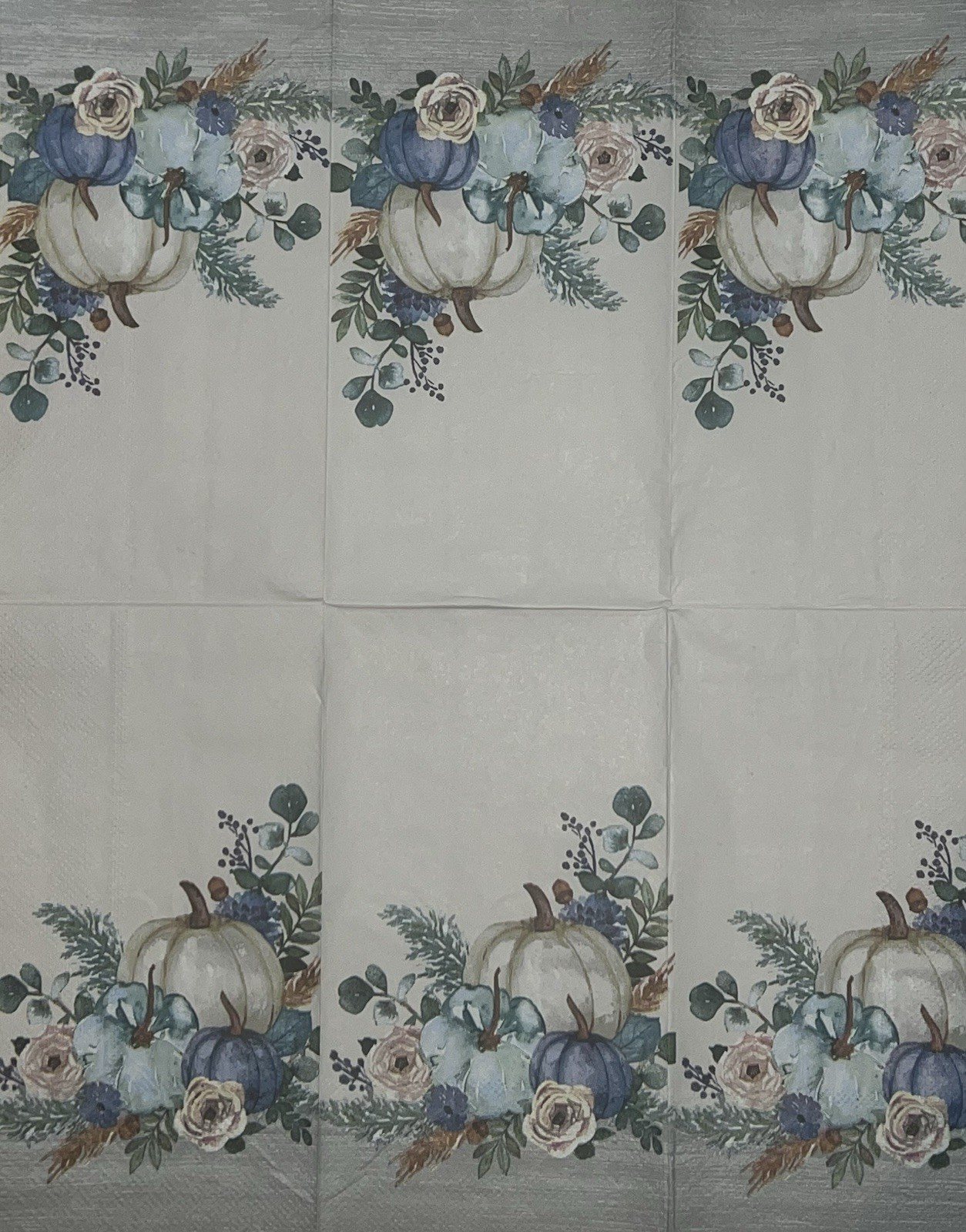 TWO Individual Dinner Decoupage Napkins/autumn/Halloween/White /Blue Pumpkins