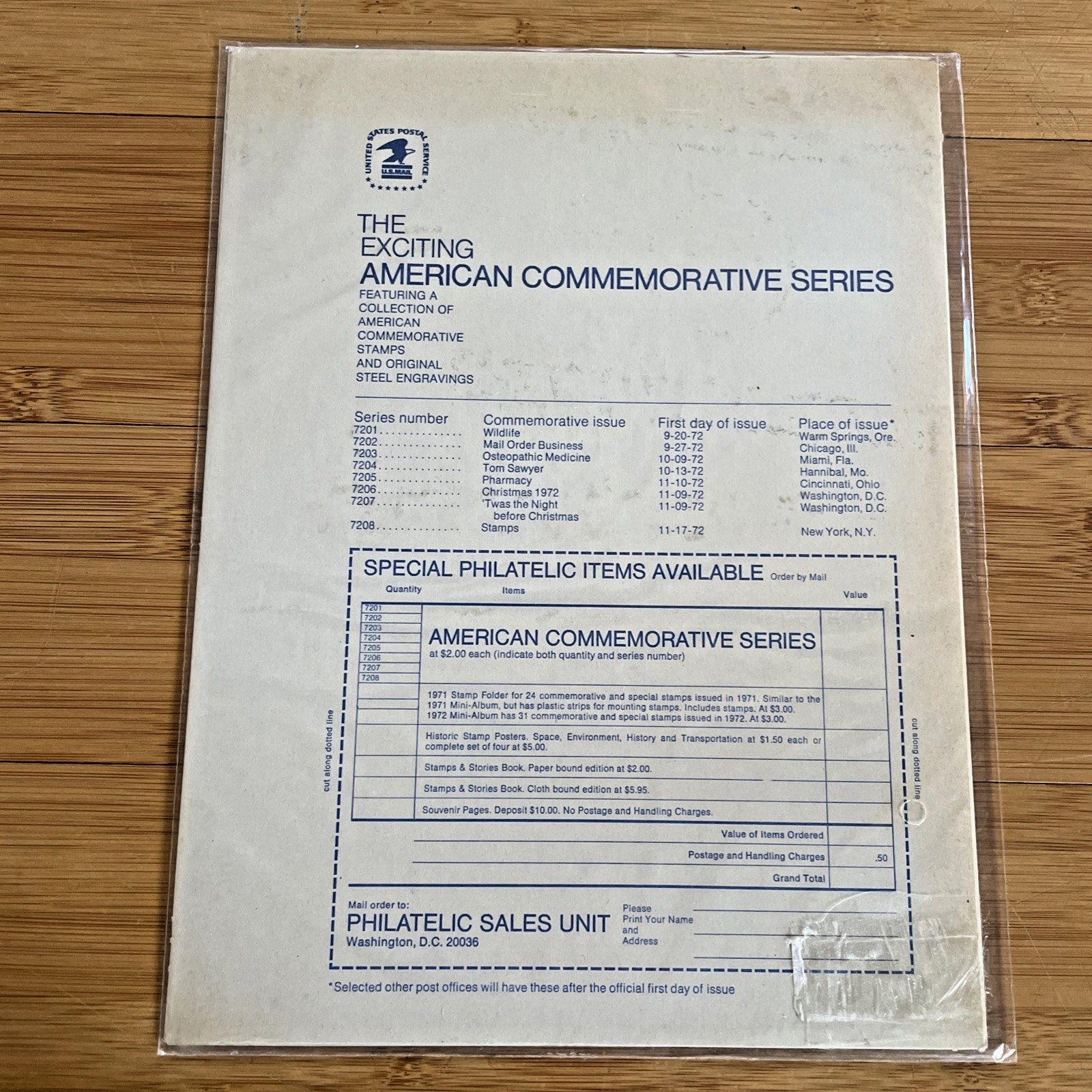 American Commemoratives – Pharmacy 7205 – USPS Stamp Bank Note Nov 10, 1972