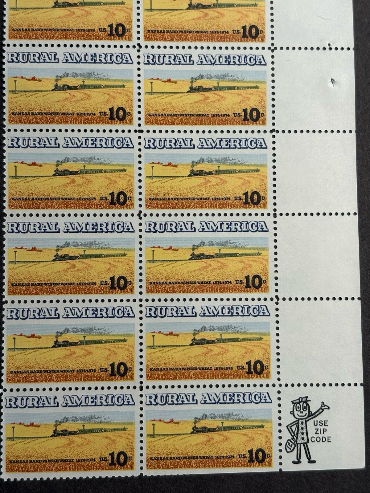 1974 US Scott #1506, 10c Rural America: Winter Wheat Stamps, MNH Block of 20