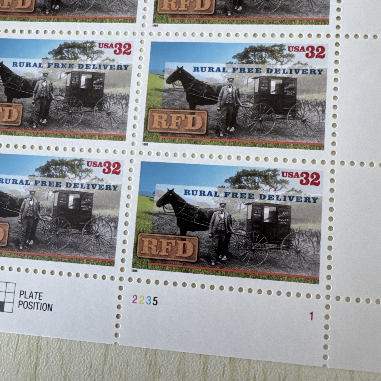 US Postage Stamps 32c Sheet RFD Rural Free Delivery 20 Stamps MNH Free Shipping