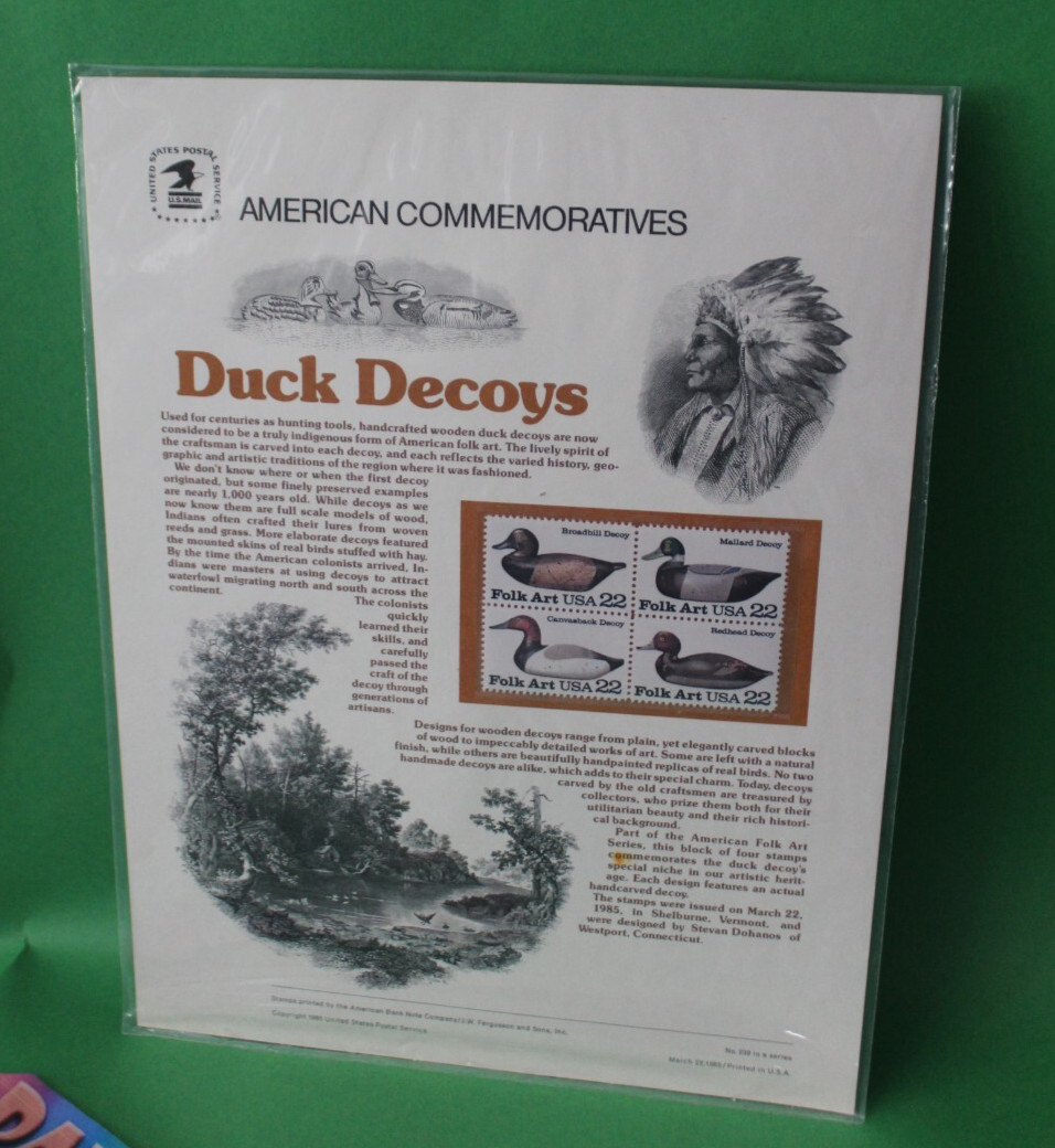 American Commemoratives Duck Decoys USPS Stamps Panel 239 March 22, 1985