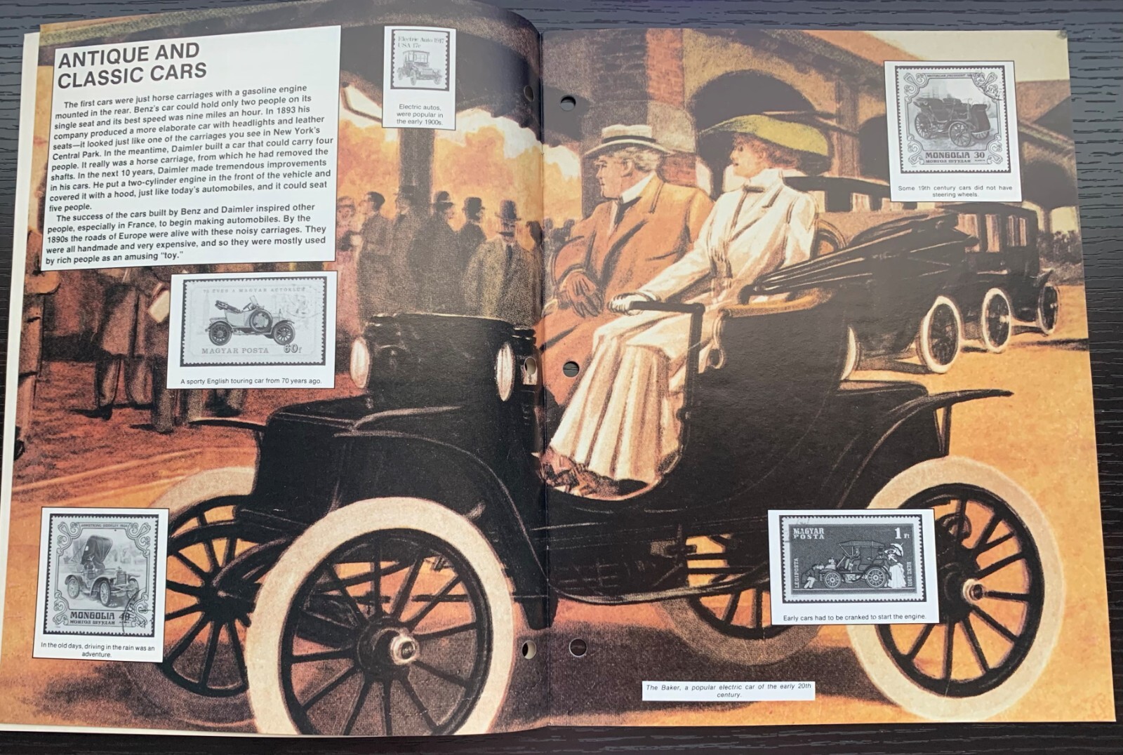 1984 AUTOMOBILES A WORLD ON WHEELS POSTAGE STAMP ALBUM ALL INTACT UNUSED NM COND