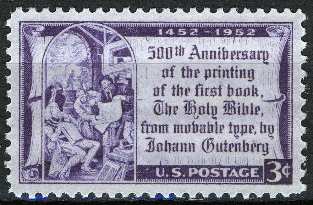 USA 1952 – Gutenberg Bible, 500th. Anniversary, 1452-1952 – MNH Vintage – #1014