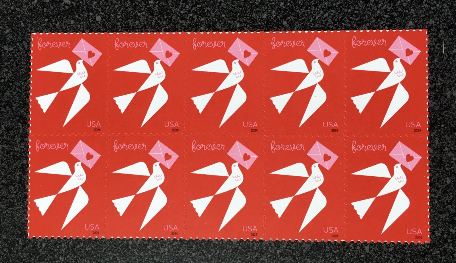 2024USA #5826 Forever Love Series- Block of 10 mint sheet postage