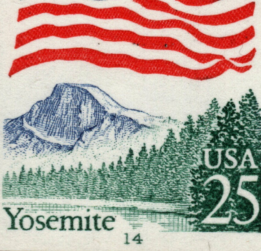 US Stamps – 25¢ Flag/Yosemite Park – Plate #14 Coil Strip of 5 MNH stamp SC#2280