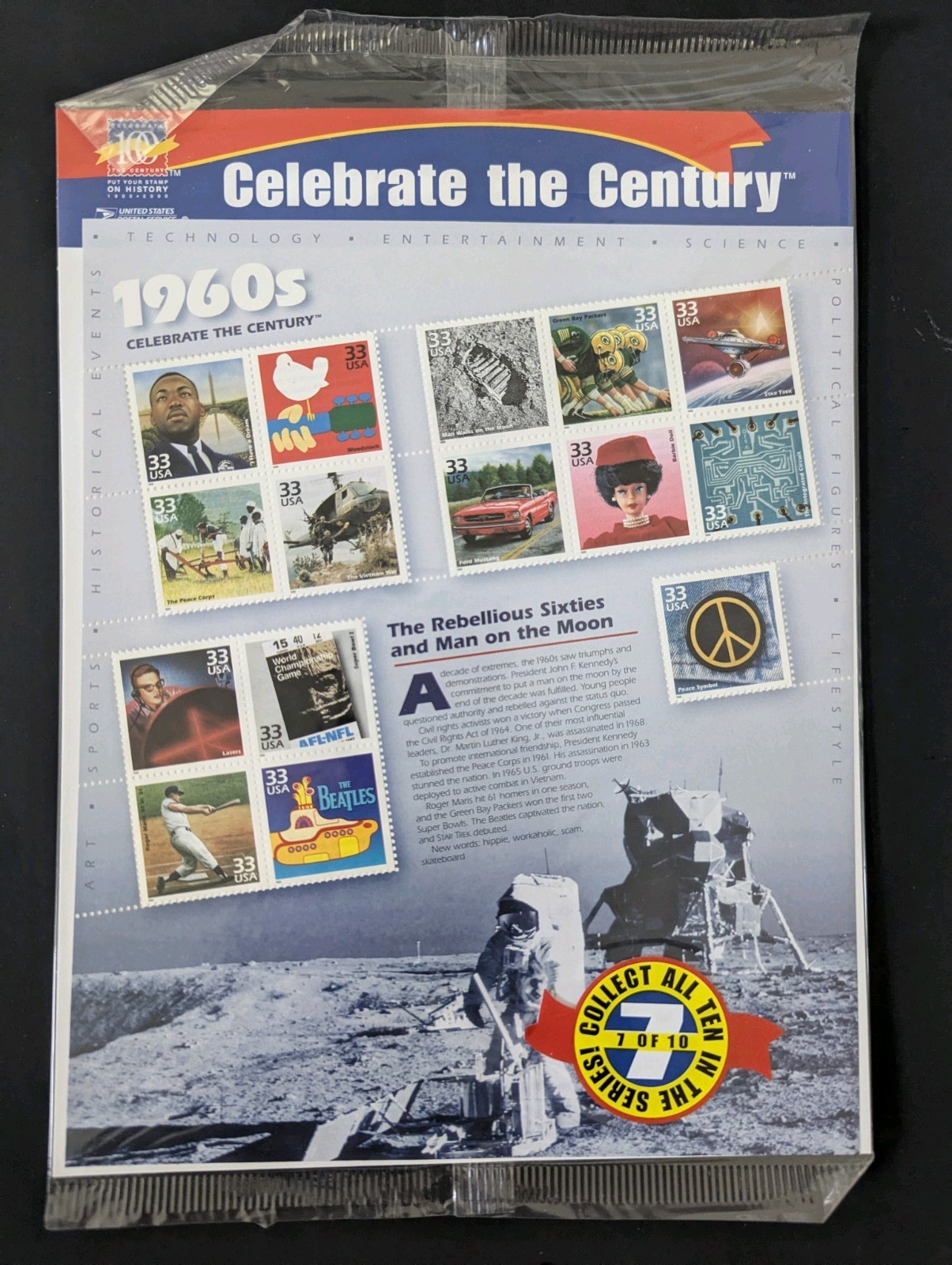 New Unopened CELEBRATE THE CENTURY 1900-1990 Complete 10 Sheet Set US Stamps USA