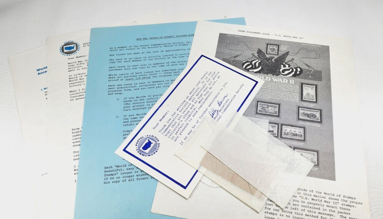 World War ll stamps from Postal Commemorative Society Vintage No postmark