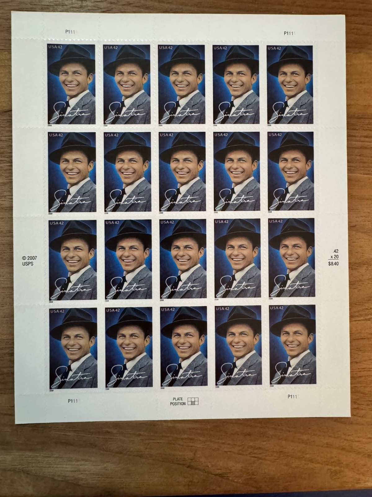 USPS 2007 Frank Sinatra 42¢ Commemorative Stamp Sheet – American Icon MNH