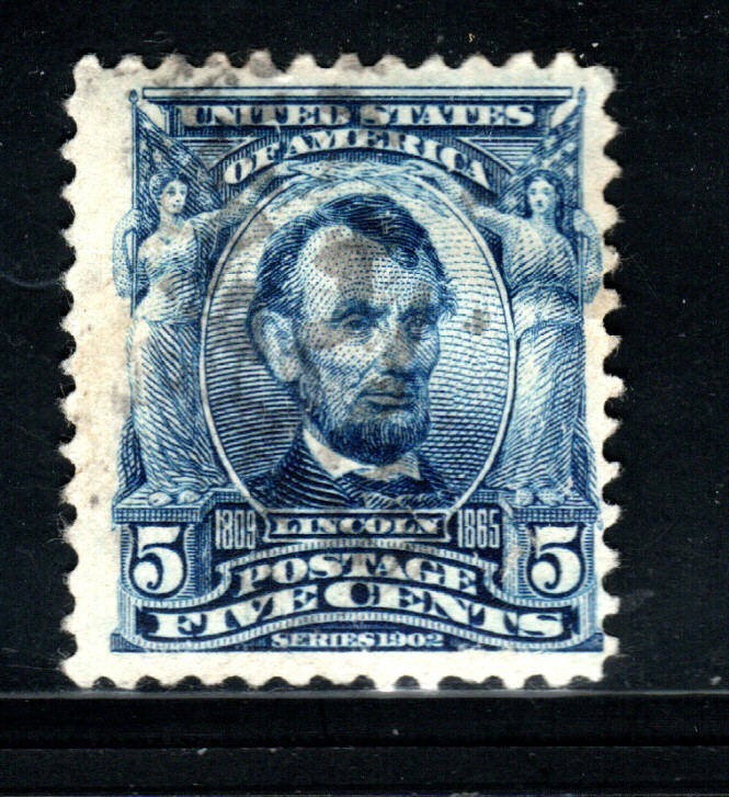 U.S. Stamp – (circa 1903) 5¢ blue Lincoln used stamp SC# 304