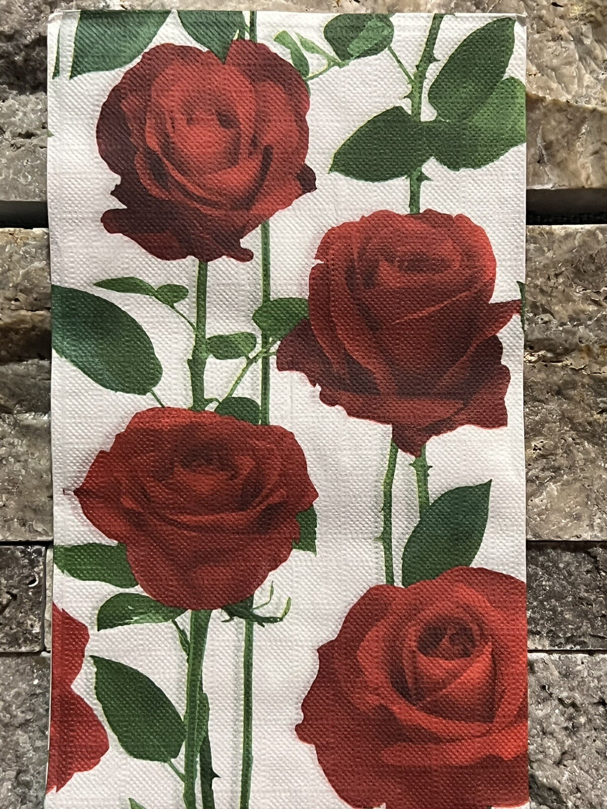 TWO Paper Dinner Decoupage Art Craft Napkins/floral Valentine Red Roses Flowers