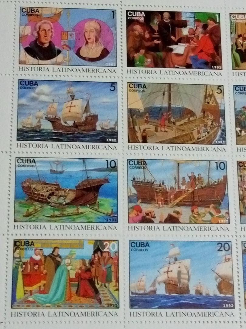 Unused foreign stamps, history of Latin America, 20-stamp sheet, 1 type