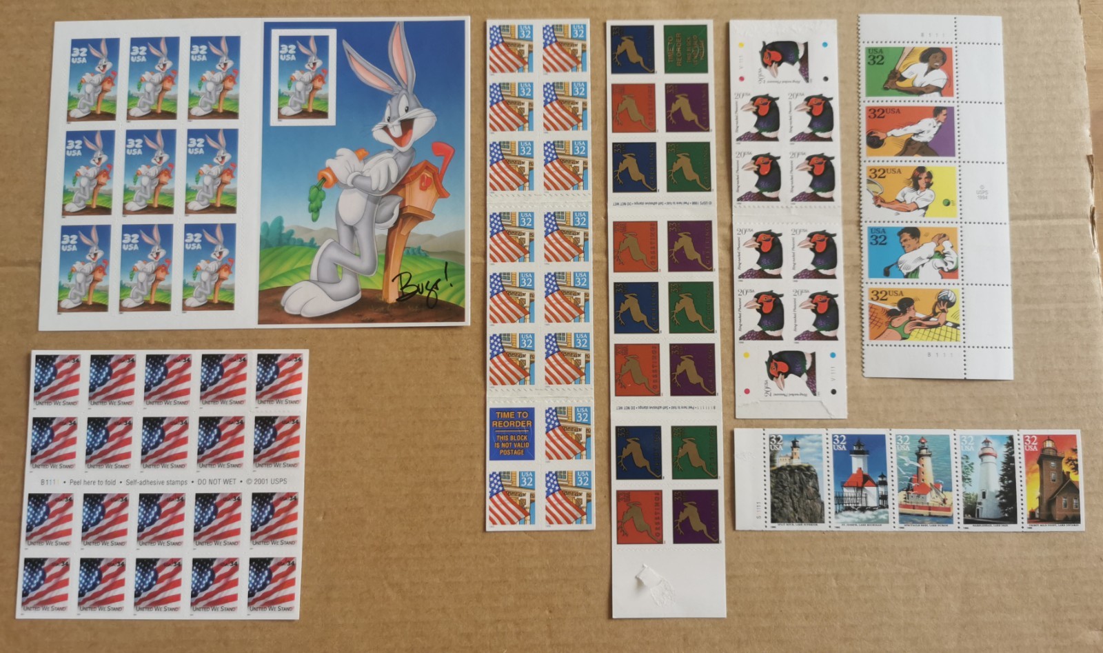 US Booklets, Souvenir Sheets, Mixed Lot, Dinosaur, Bogart, Bugs Bunny, 100+