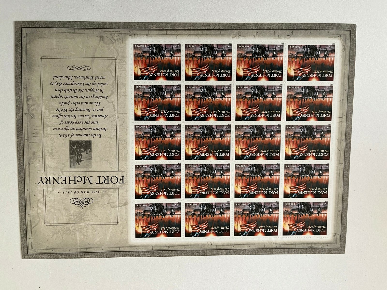 US Stamp Sheet, #4921, “War 1812 Fort McHenry” Sheet of 20, 2014, Forever, MNH