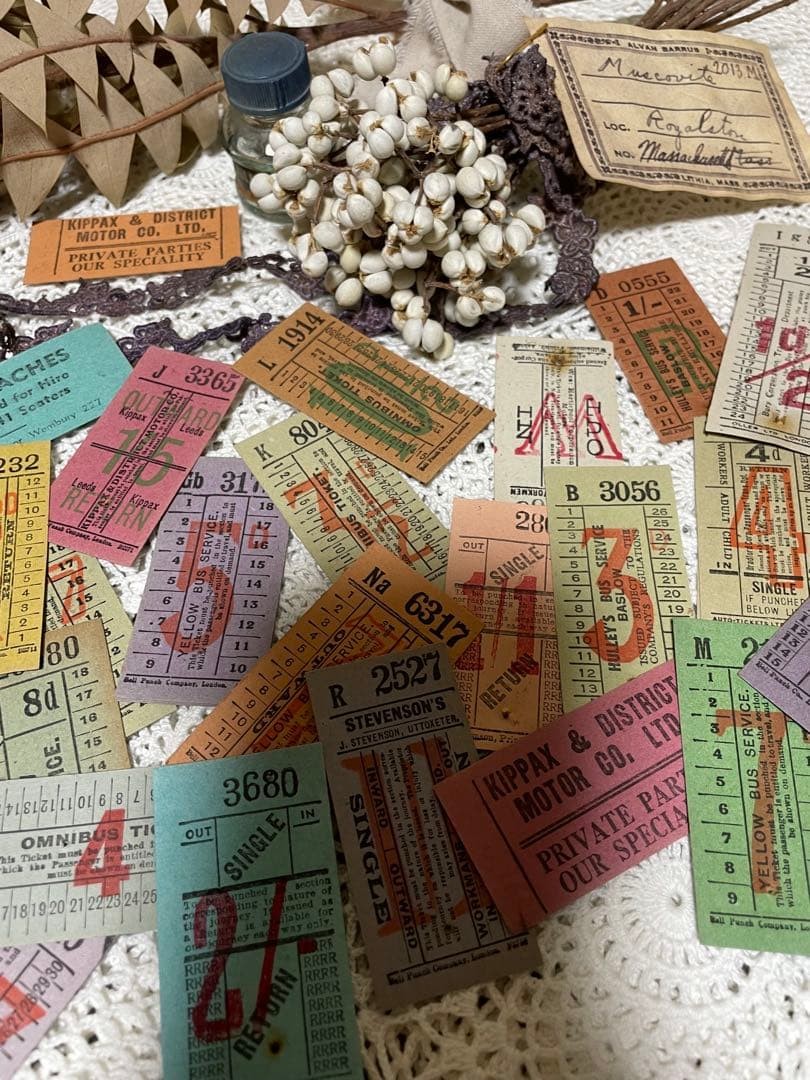 Vintage bus block ticket collection overseas 32 sheets paper junk AA