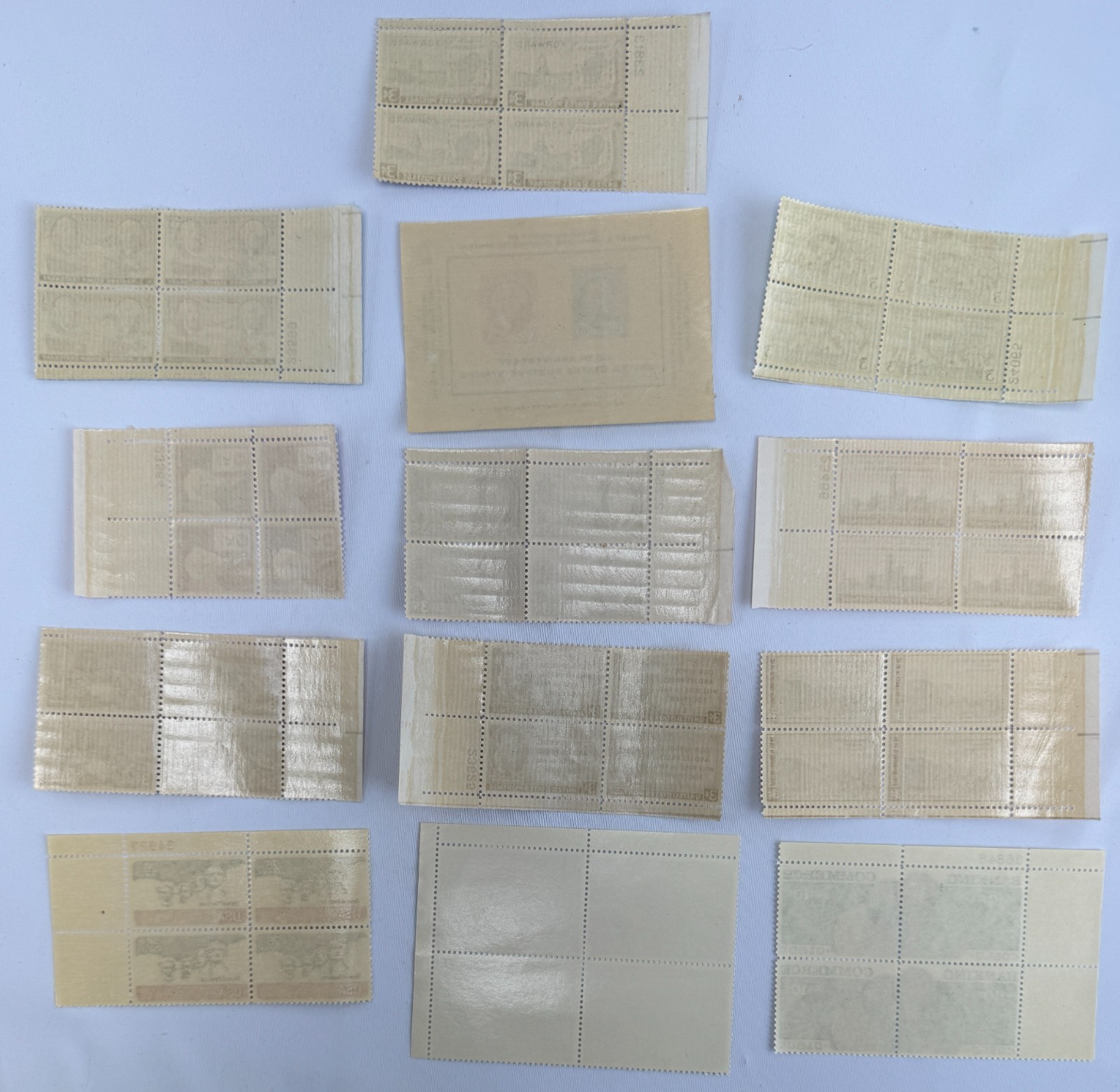 13 Mint US Plate Blocks and Souvenir Sheet Collection 1944-2000 Famous Americans