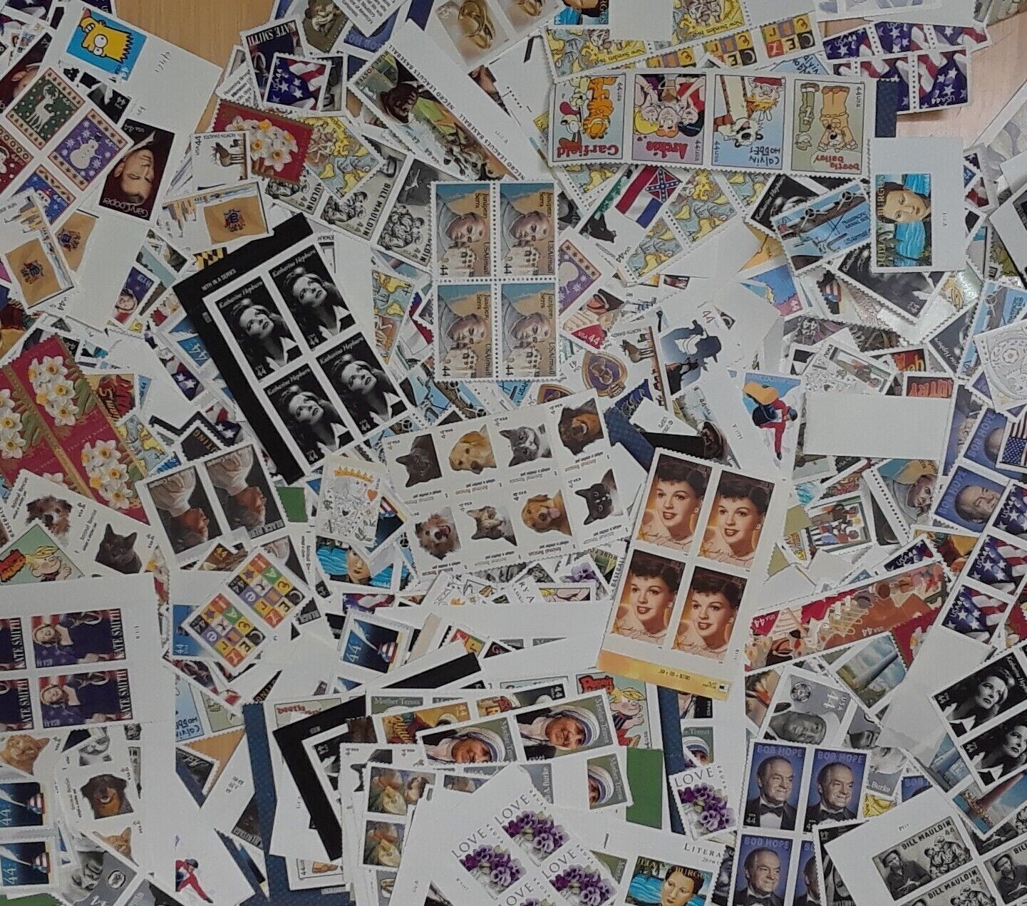 Mixed 51 of New/Usable Multiples, Strips & Singles of 44¢ US Postage Stamps USA