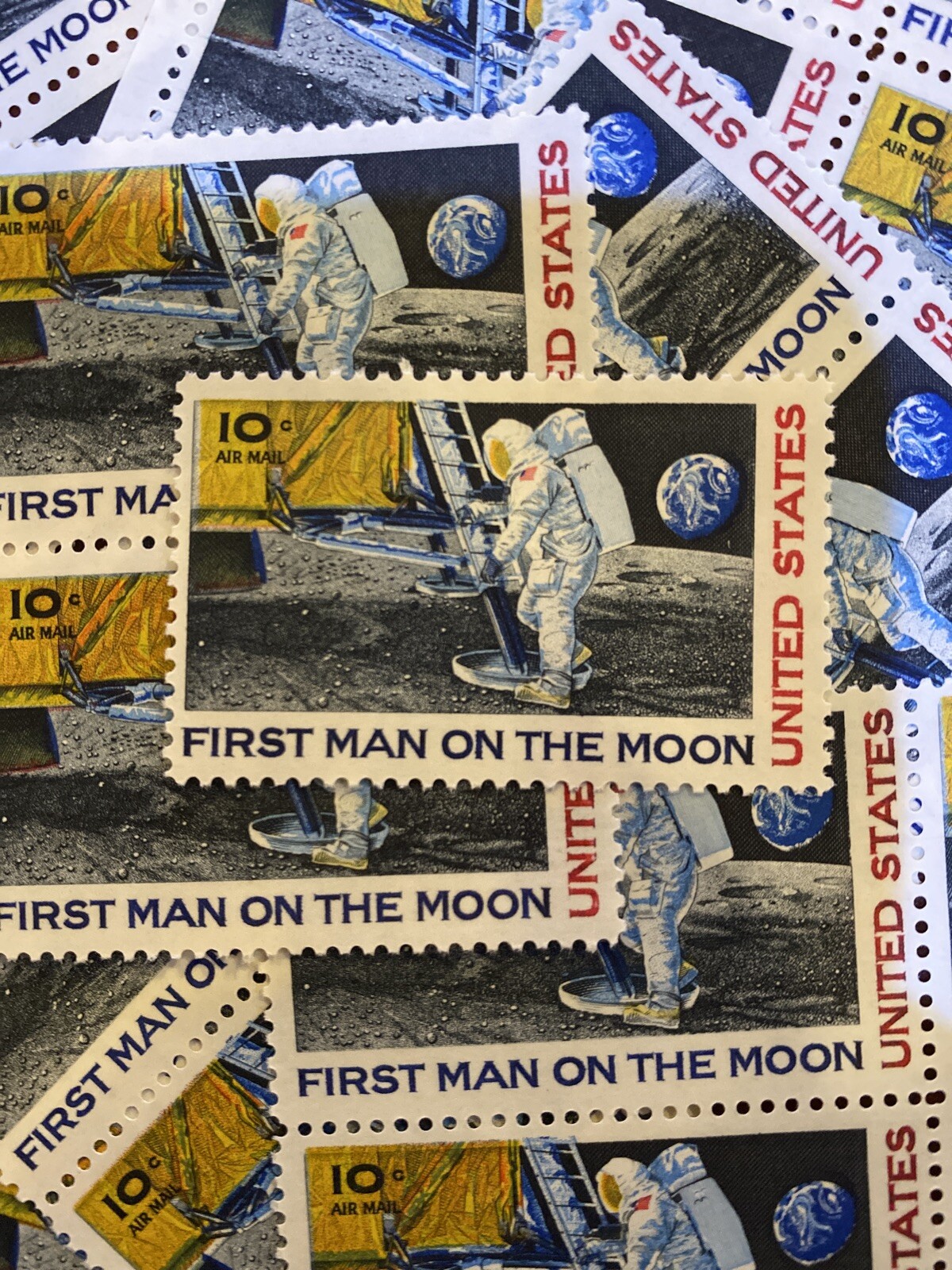 4 Antique First Man On The Moon Stamps-Apollo 11-Never Used…post Office Fresh