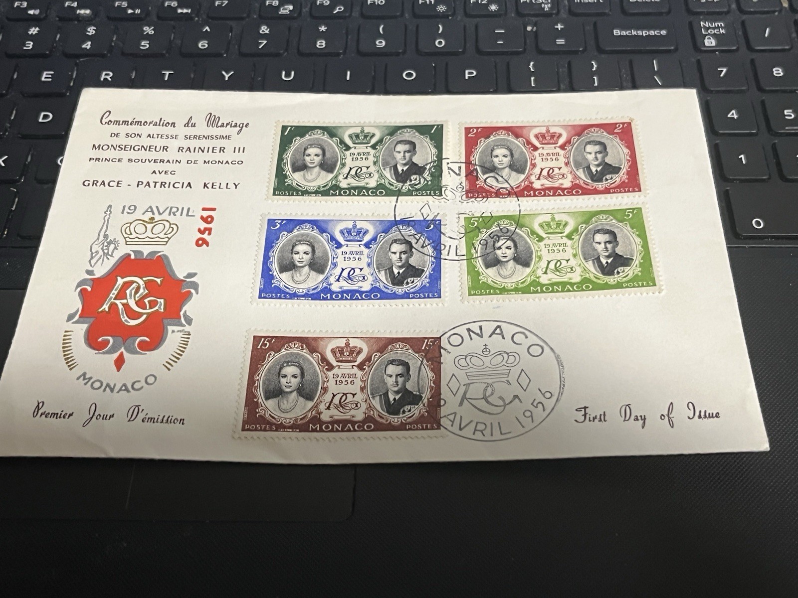 First Day Cover FDC April 19, 1956 Monaco Prince Rainer & Grace Kelly Wedding