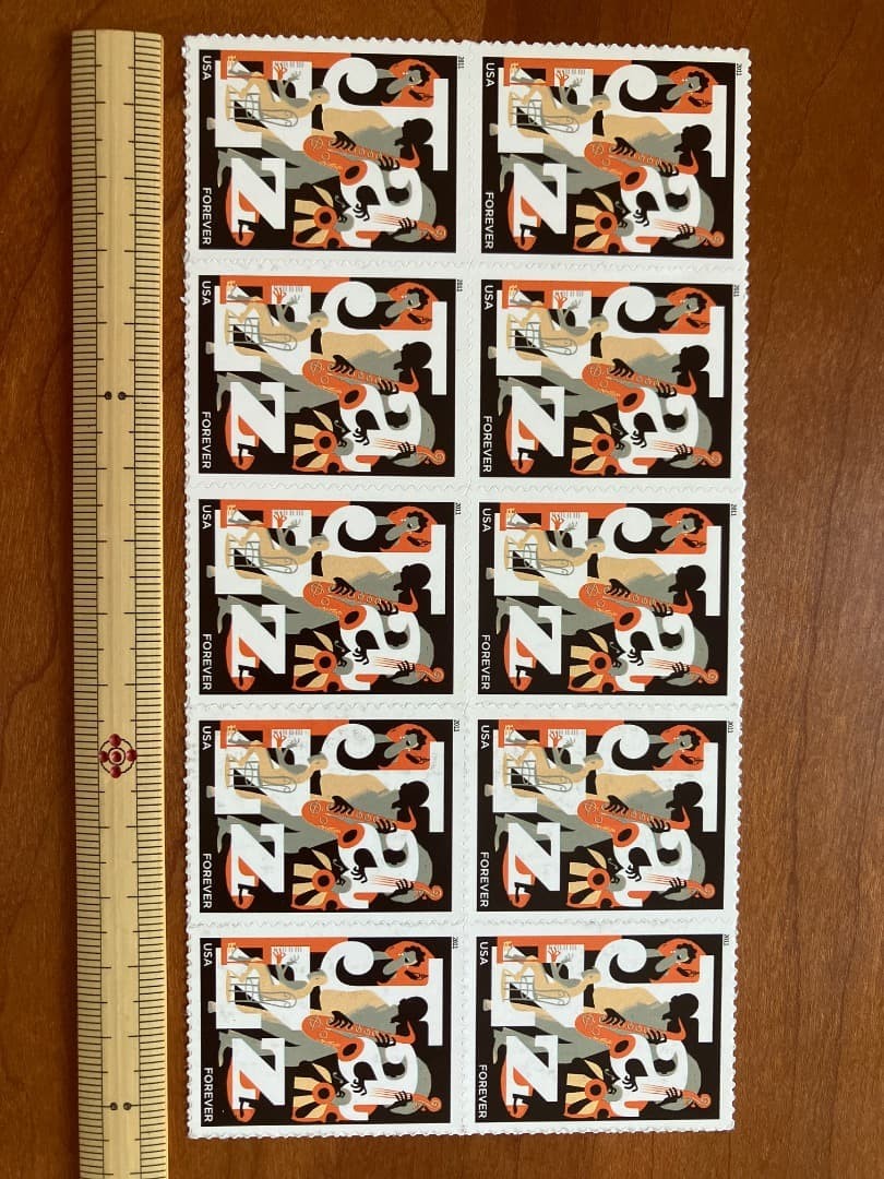 Sheet of 10 American self-adhesive stamps JAZZ Forever