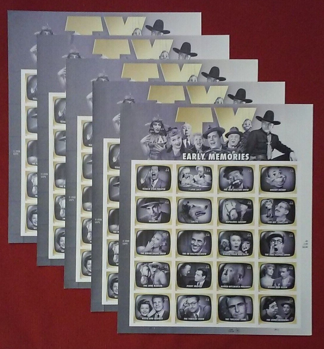 Two Full Sheets x 20 = 40 of TV EARLY MEMORIES 44¢ US Postage Stamps. USA 4414