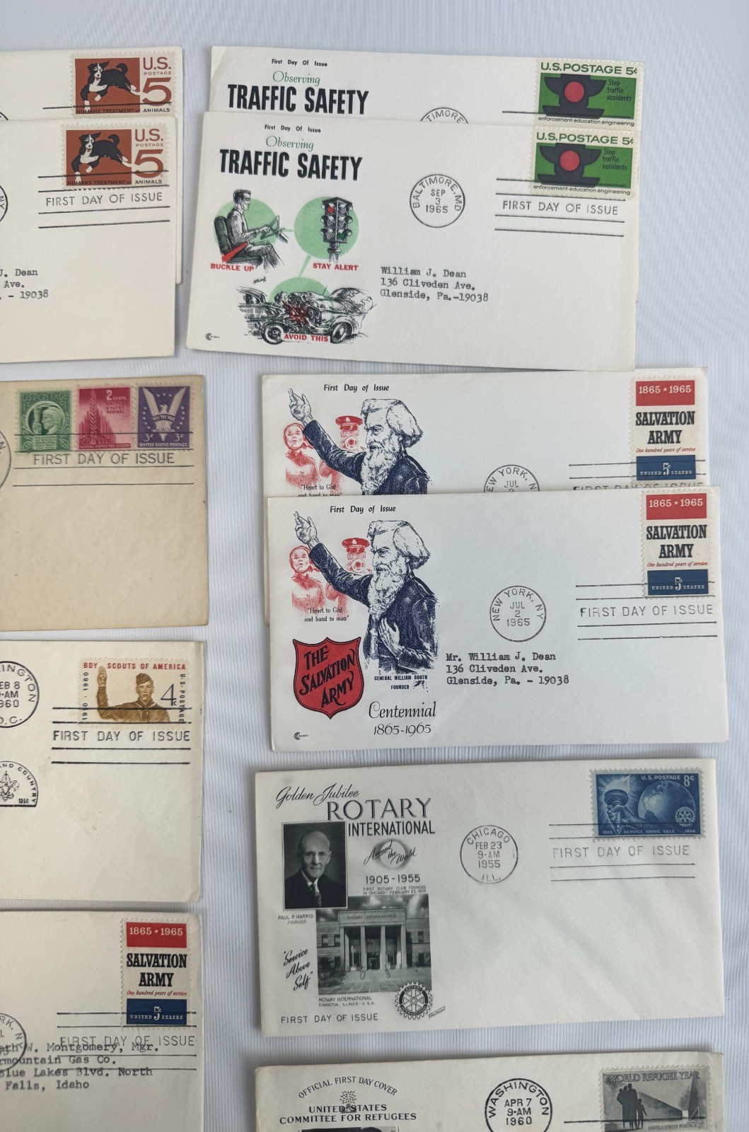 Vintage US First Day Covers FDC Lot Boy Scouts UN Rotary Salvation Army