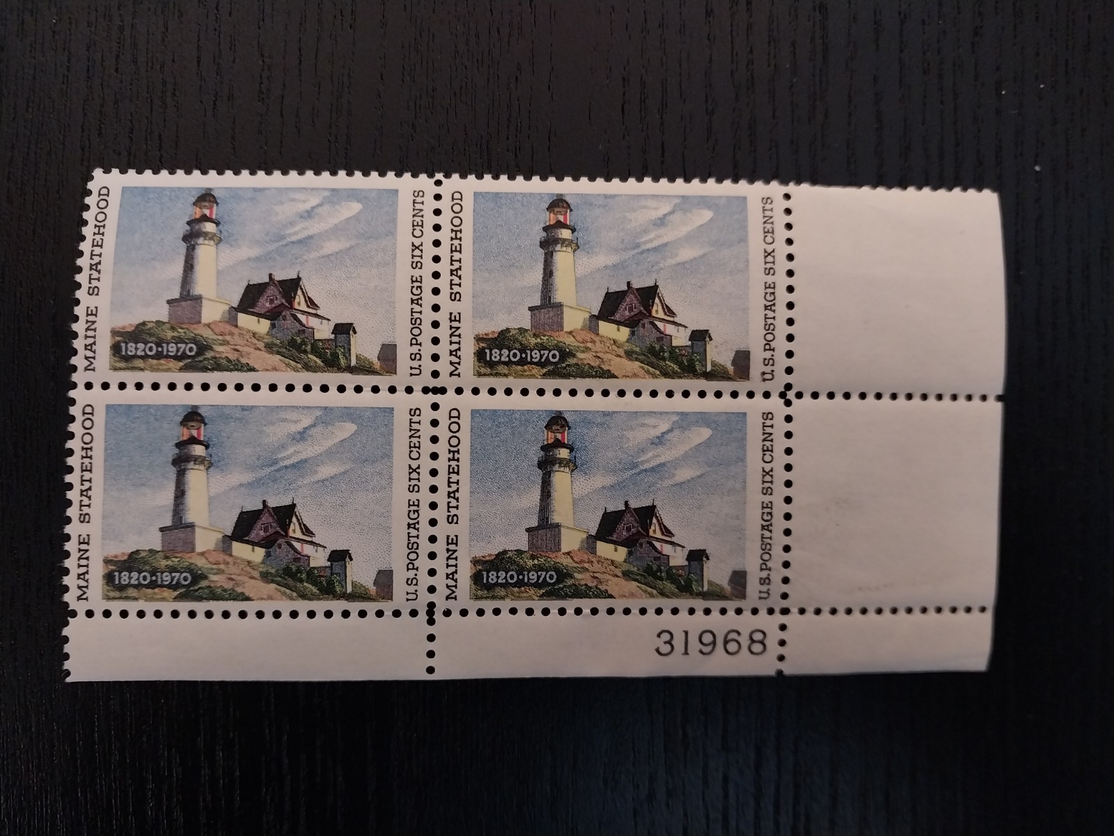 Block Of Stamps US Postage 6 Cents Maine Statehood 1820-1970 Unused