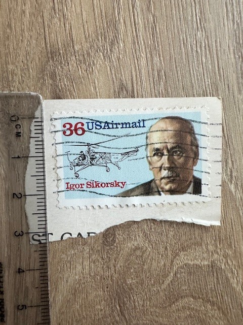 USA Airmail 36 cent stamp SG2358 Igor Sikorsky 1988 – USED