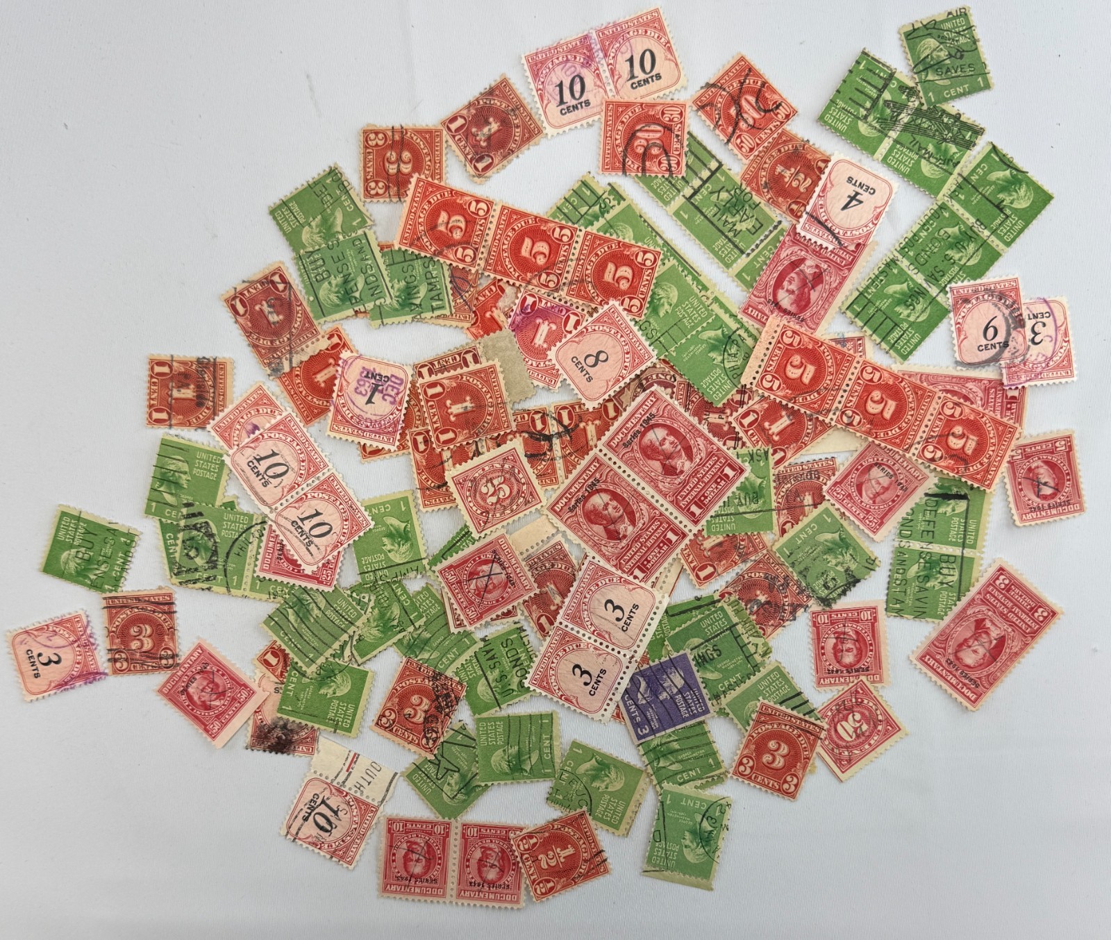 Vintage US Postage Due Revenue and Washington Definitive Stamp Collection Lot