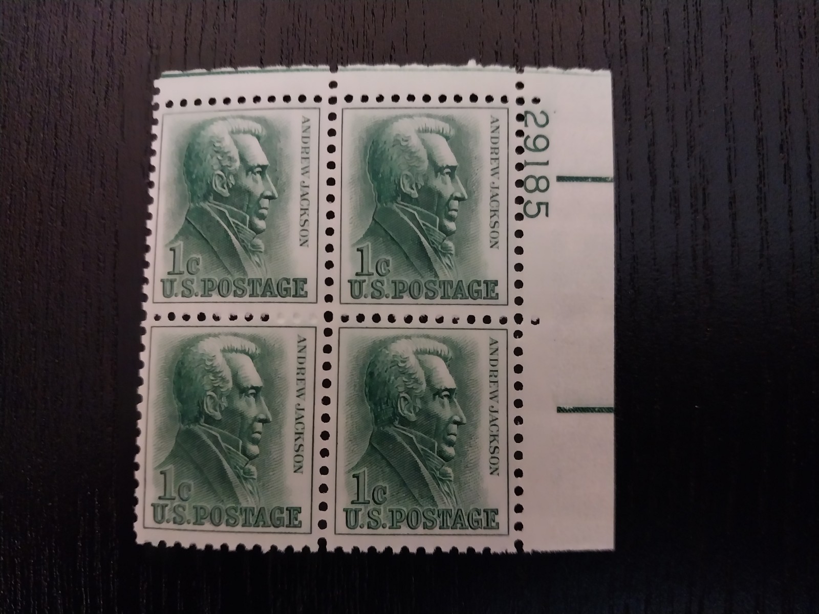 Block Of Stamps 1 Cent US Postage Andrew Jackson Unused