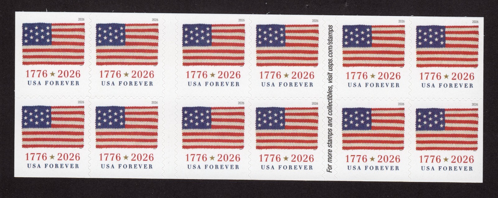 1776 USPS Flag Booklet (APU) of 20 Forever Stamps – MNH (6111 – 2026)