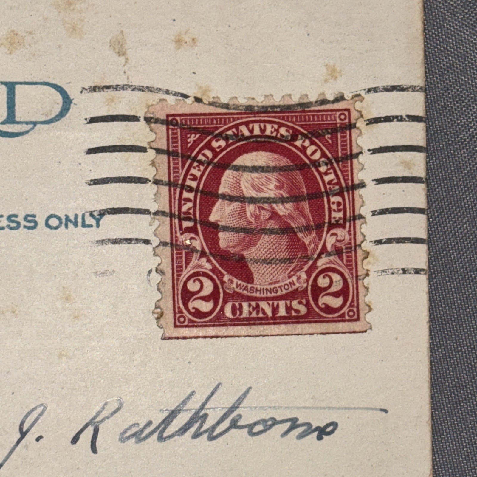 VERY RARE Washington 2 Cent Red Stamp on Postcard Orange, NJ UNION BEACH used