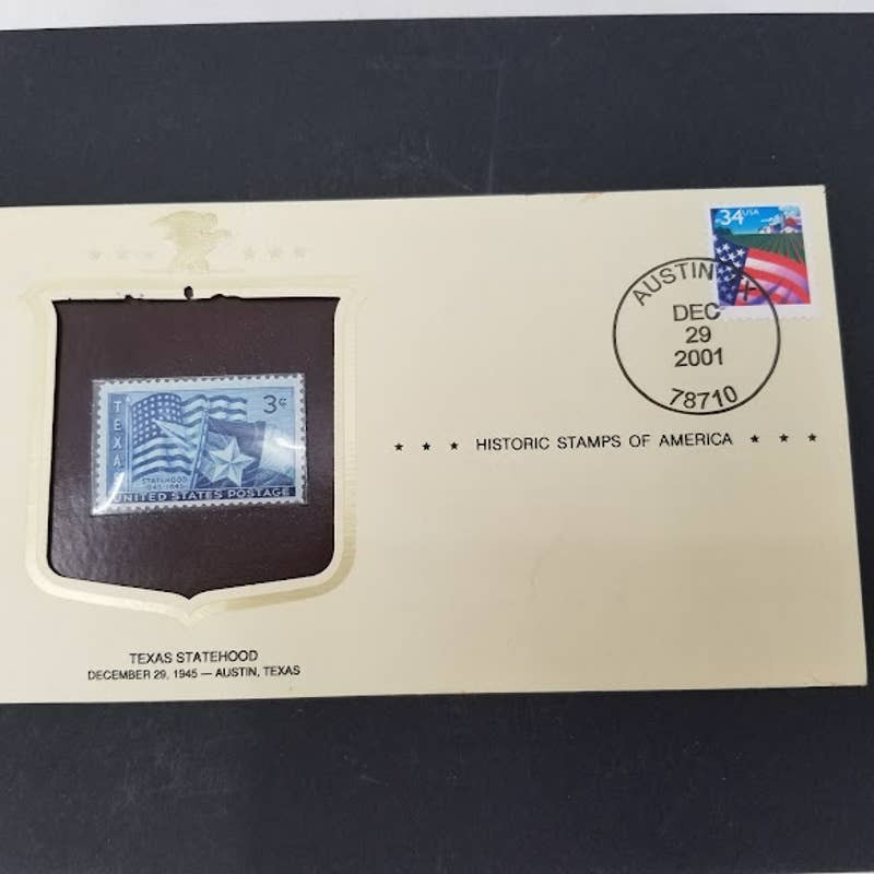 Austin Texas American Flag Stamp Lone Star Stamp Vintage 2001 December 29