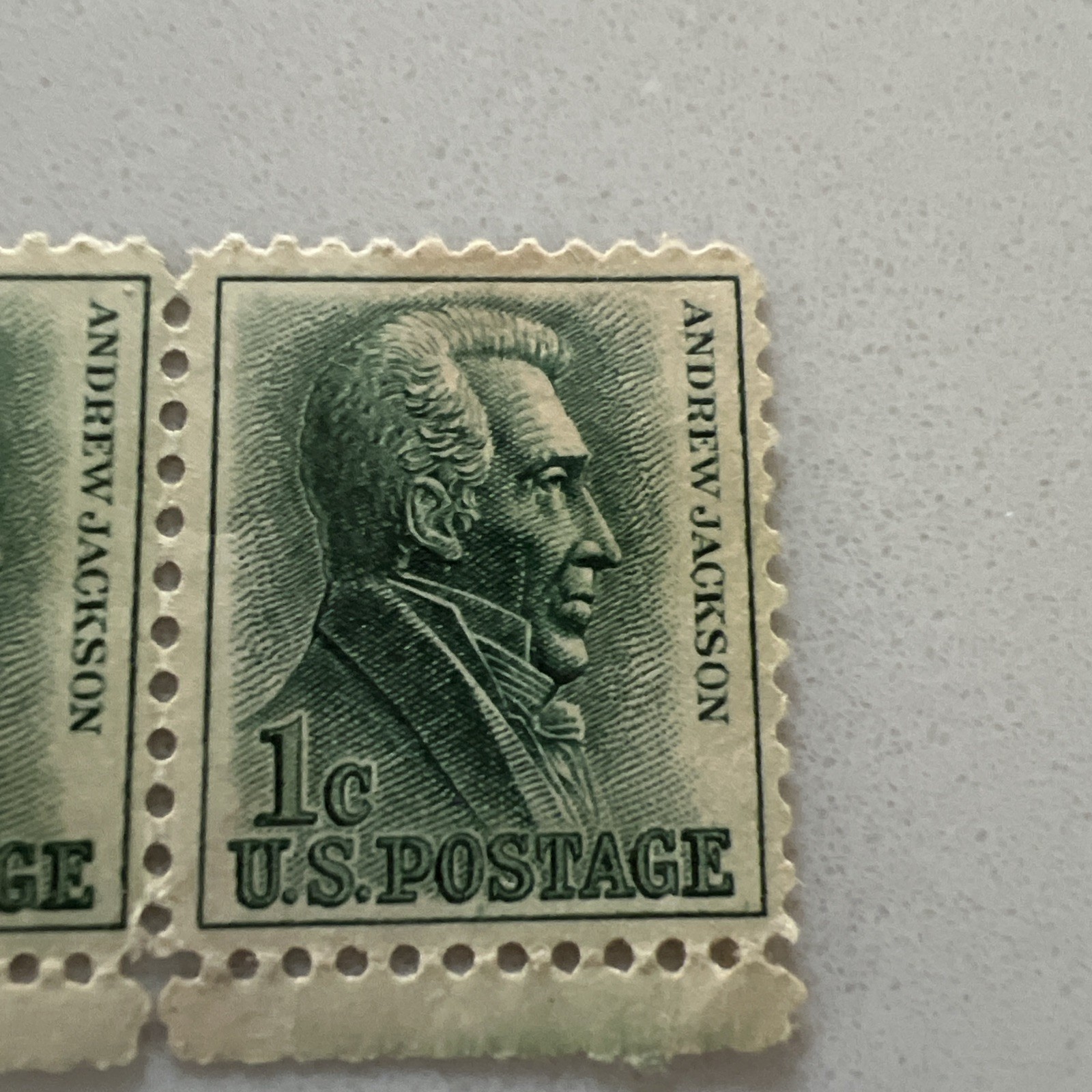 US Postage Stamp Strip of 3 1c Andrew Jackson Green Mint OG NH