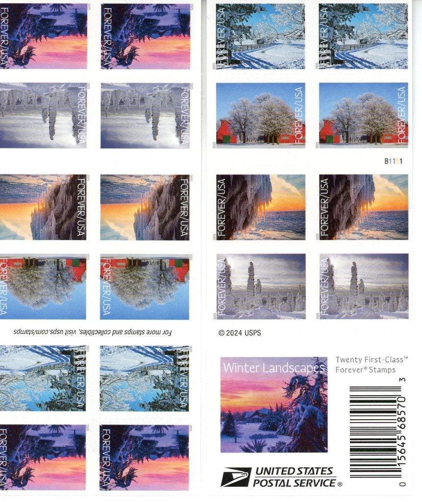 US SCOTT 6038-6042 BOOKLET OF 20 WINTER LANDSCAPES STAMPS FOREVER MNH