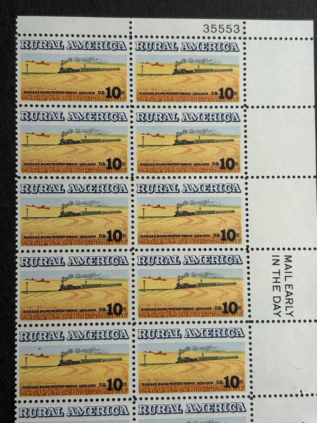 1974 US Scott #1506, 10c Rural America: Winter Wheat Stamps, MNH Block of 20