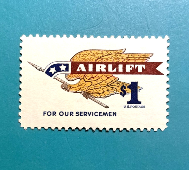 US Stamp 1968 $1 Airlift, Mint, previously hinged. Scott 1960s #1341