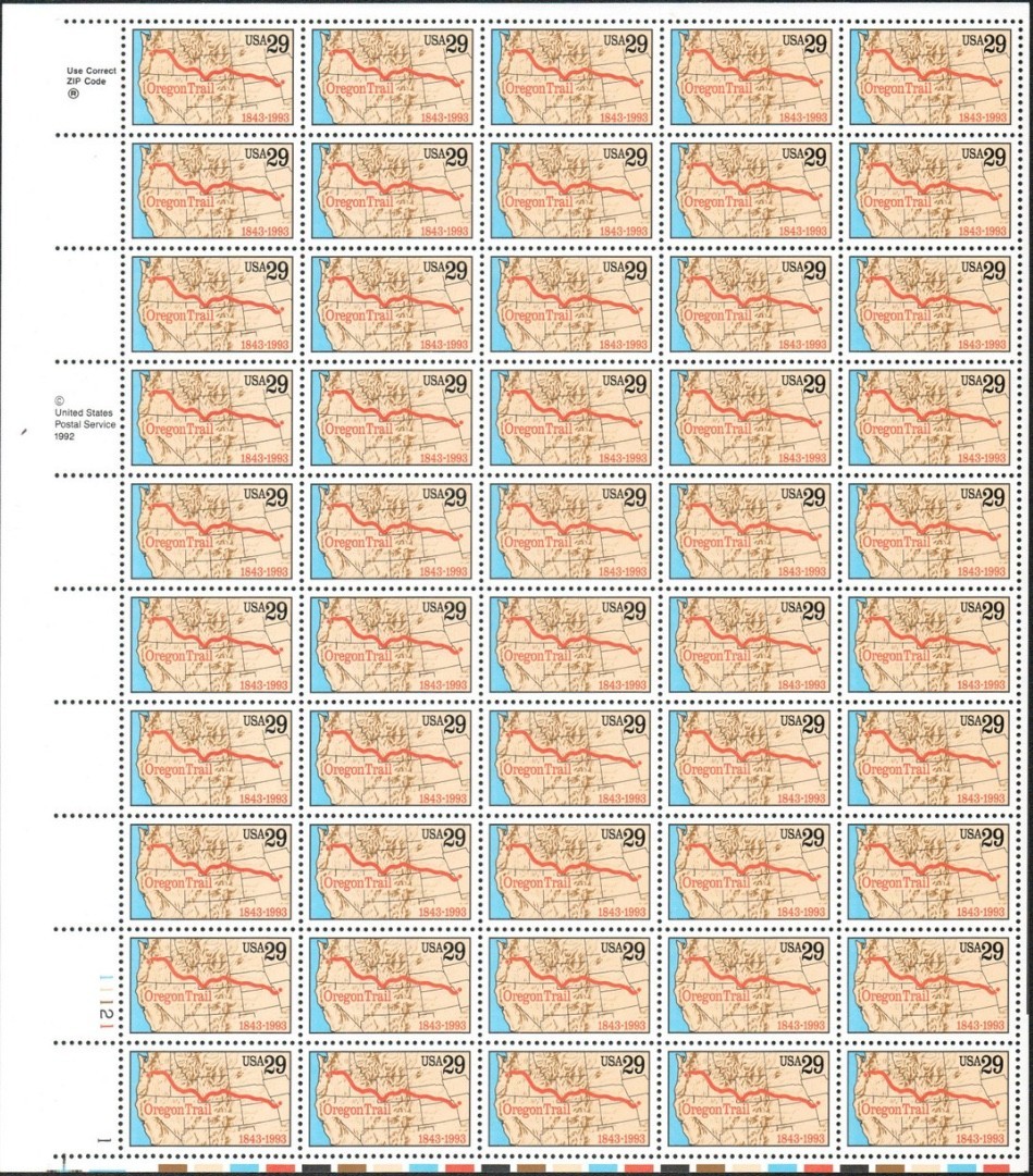 United States 29¢ The Oregon Trail Postage Stamp #2747 Full Sheet