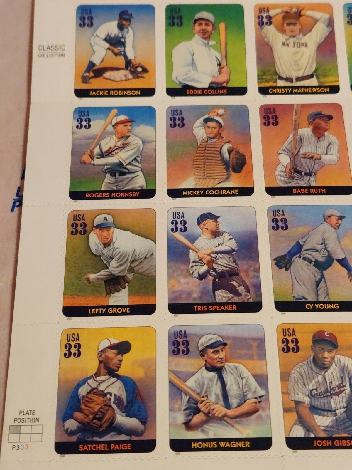 US Stamp Scott #3408 Pane of 20 Legends of Baseball Sheet 33 Cents face MNH