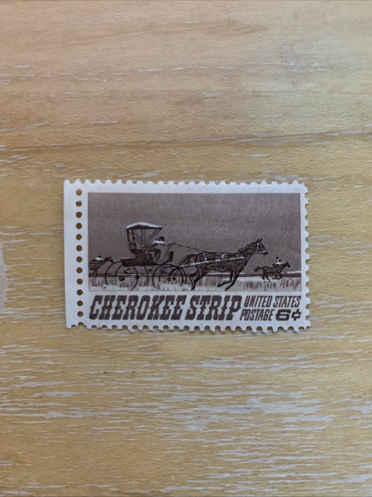 Cherokee Strip 6c stamp issued 1968 mint unused. Postage.