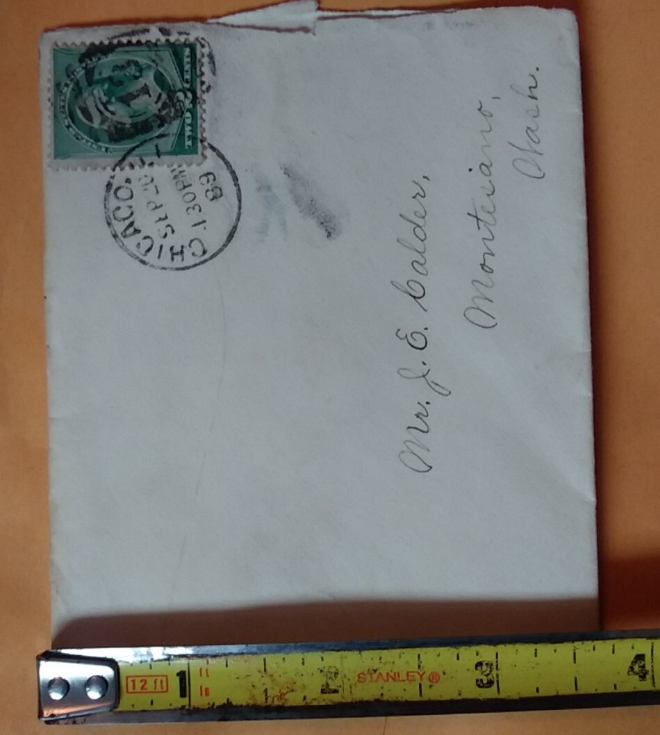 2 Cent Washington Stamp Mailed 1889 Unique Gift Under $10