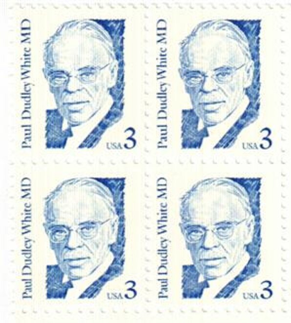Paul Dudley White, M.D.—Block of 4 Collectible Unused 1986—FREE SHIPPING