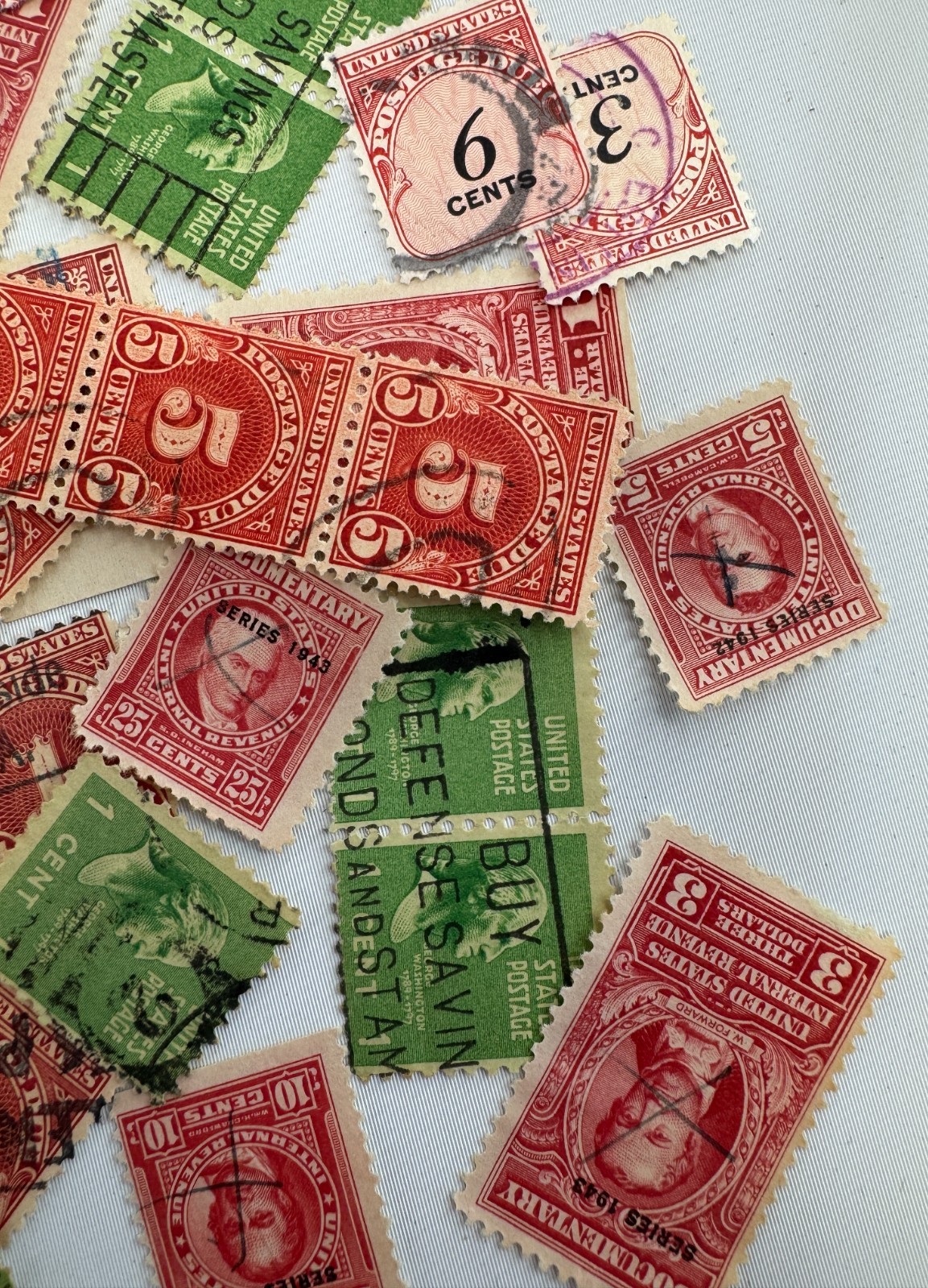 Vintage US Postage Due Revenue and Washington Definitive Stamp Collection Lot
