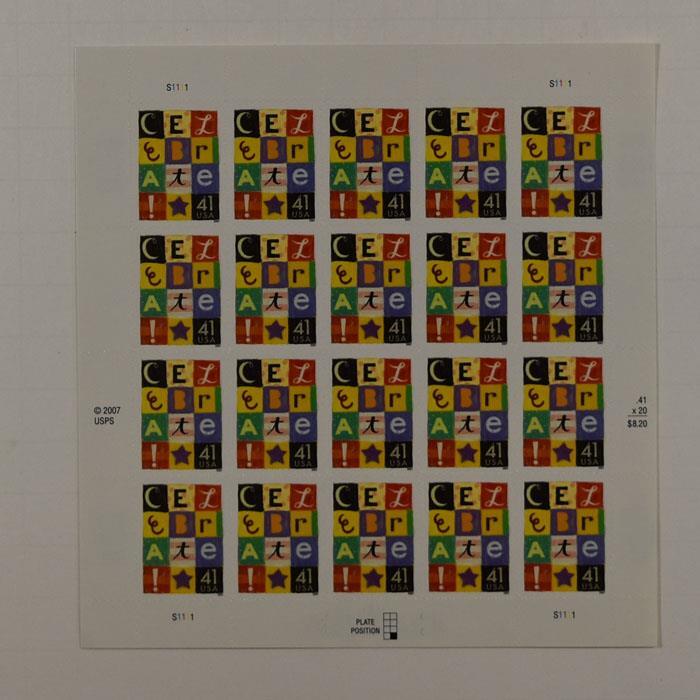 US SCOTT 4196 PANE OF 20 CELEBRATE STAMPS 41 CENT MNH