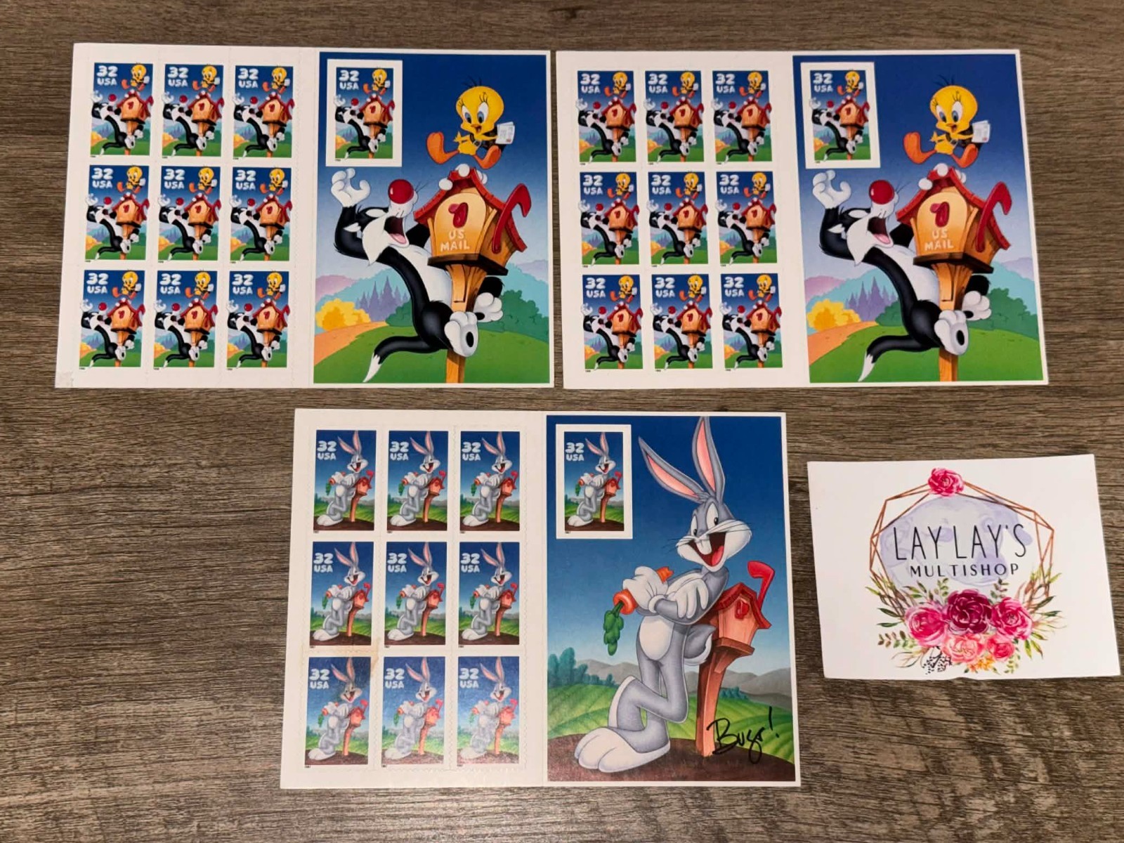 (3) Looney Tunes sheets of 10 .32c 30 stamps Sylvester, Tweety & Bugs Bunny MNH